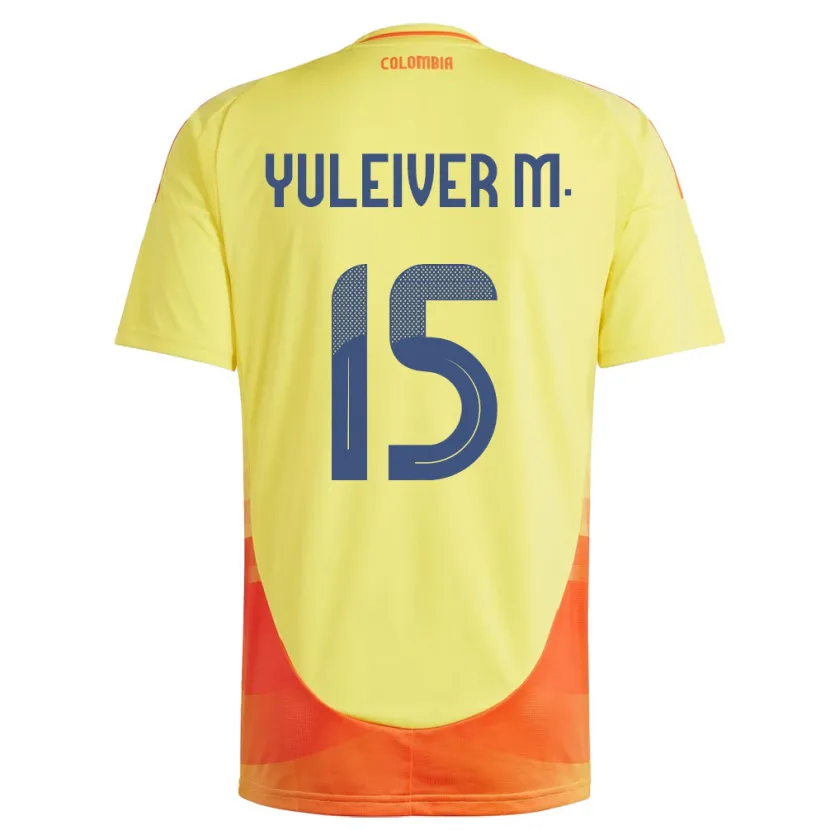 Danxen Bambino Maglia Colombia Yuleiver Mosquera #15 Giallo Kit Gara Home 24-26 Maglietta
