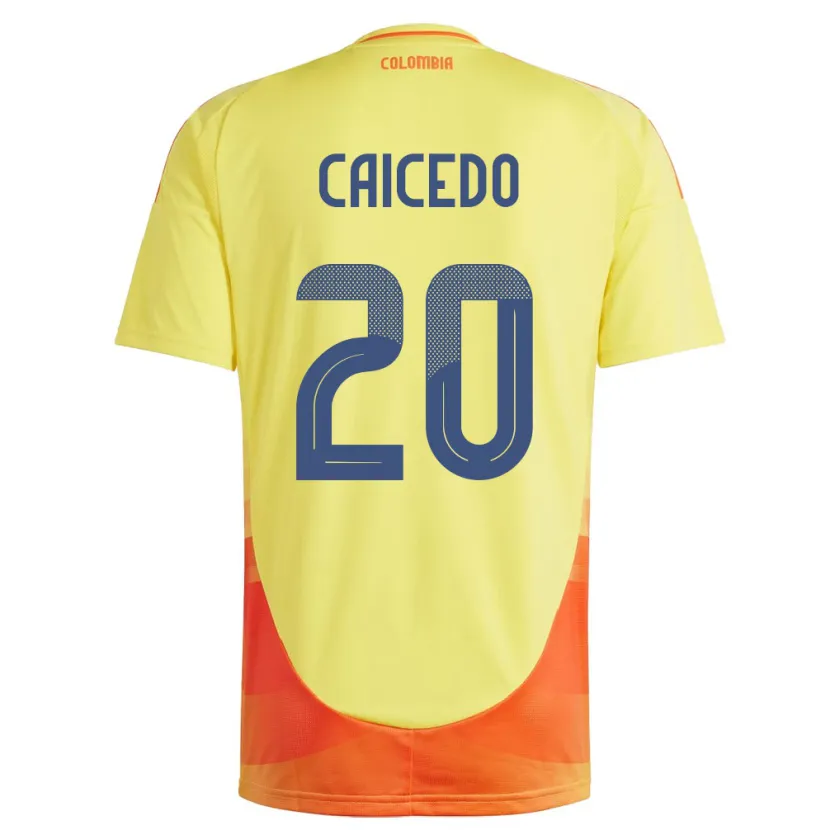 Danxen Bambino Maglia Colombia Brayan Caicedo #20 Giallo Kit Gara Home 24-26 Maglietta