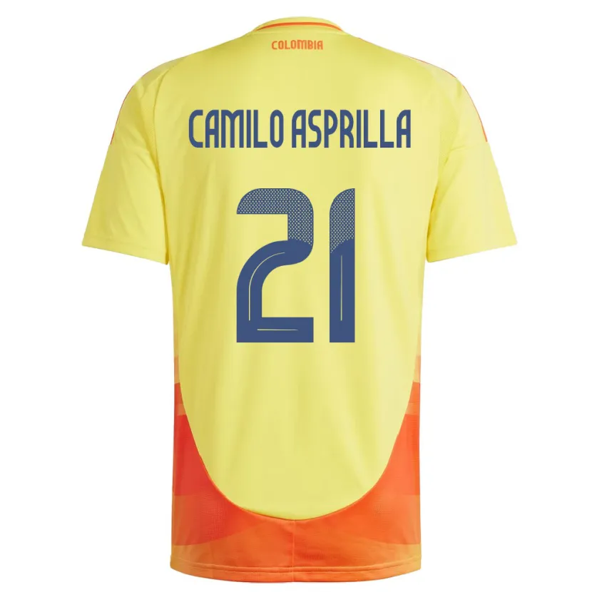 Danxen Bambino Maglia Colombia Juan Camilo Asprilla #21 Giallo Kit Gara Home 24-26 Maglietta