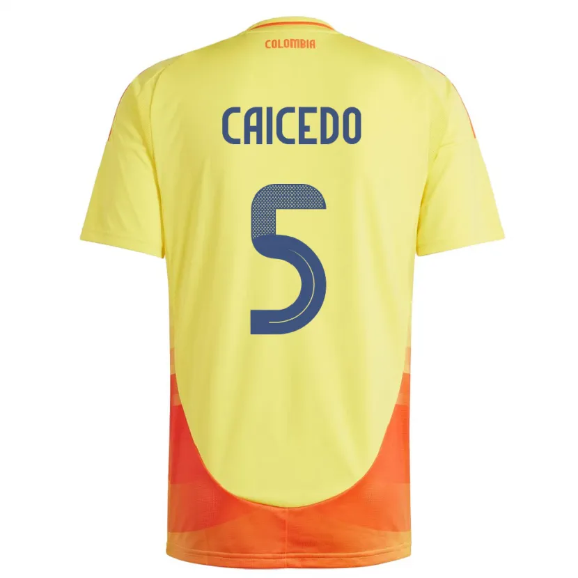 Danxen Bambino Maglia Colombia Kelly Caicedo #5 Giallo Kit Gara Home 24-26 Maglietta