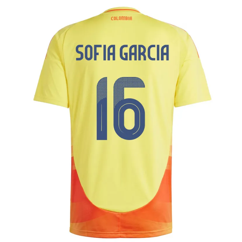 Danxen Bambino Maglia Colombia Sofía García #16 Giallo Kit Gara Home 24-26 Maglietta