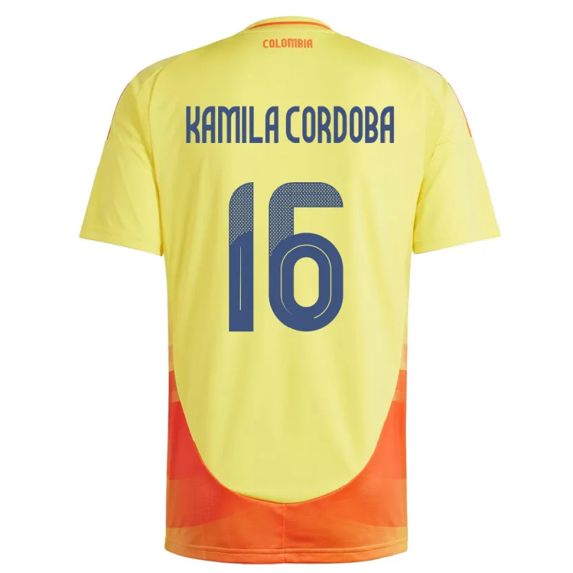 Danxen Bambino Maglia Colombia Sara Kamila Córdoba #16 Giallo Kit Gara Home 24-26 Maglietta