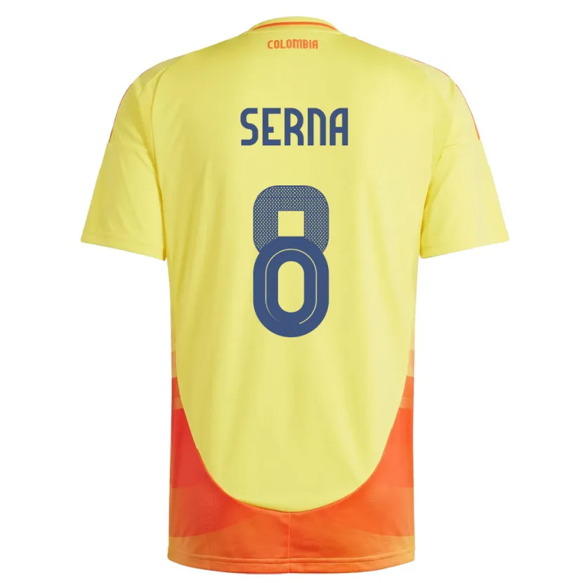 Danxen Bambino Maglia Colombia Liced Serna #8 Giallo Kit Gara Home 24-26 Maglietta