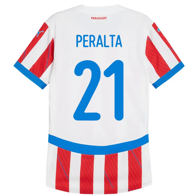 Danxen Bambino Maglia Paraguay Fabrizio Peralta #21 Bianco Rosso Kit Gara Home 24-26 Maglietta