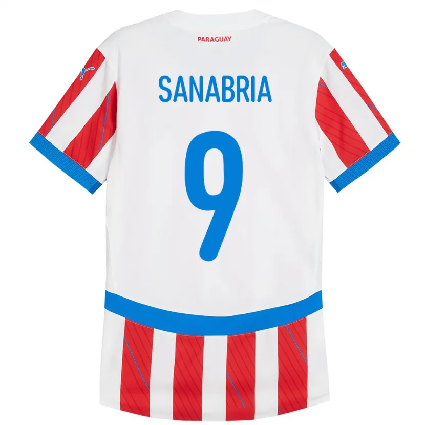 Danxen Bambino Maglia Paraguay Antonio Sanabria #9 Bianco Rosso Kit Gara Home 24-26 Maglietta