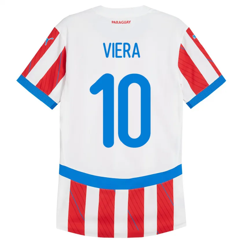 Danxen Bambino Maglia Paraguay Wílder Viera #10 Bianco Rosso Kit Gara Home 24-26 Maglietta