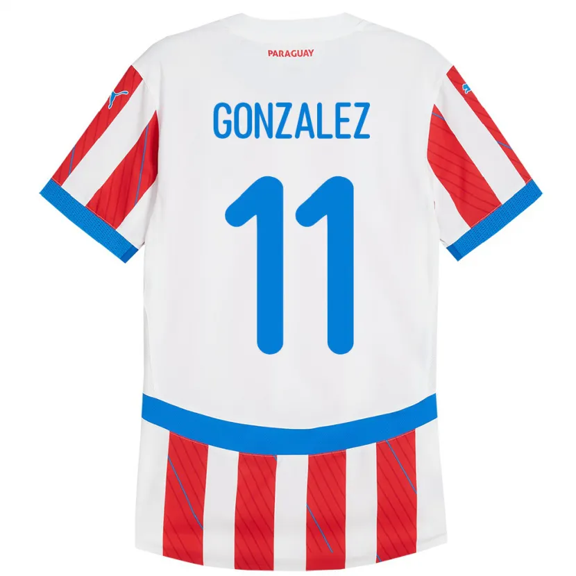 Danxen Bambino Maglia Paraguay Enso González #11 Bianco Rosso Kit Gara Home 24-26 Maglietta