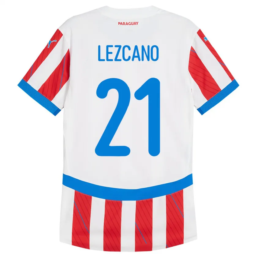 Danxen Bambino Maglia Paraguay Rubén Lezcano #21 Bianco Rosso Kit Gara Home 24-26 Maglietta