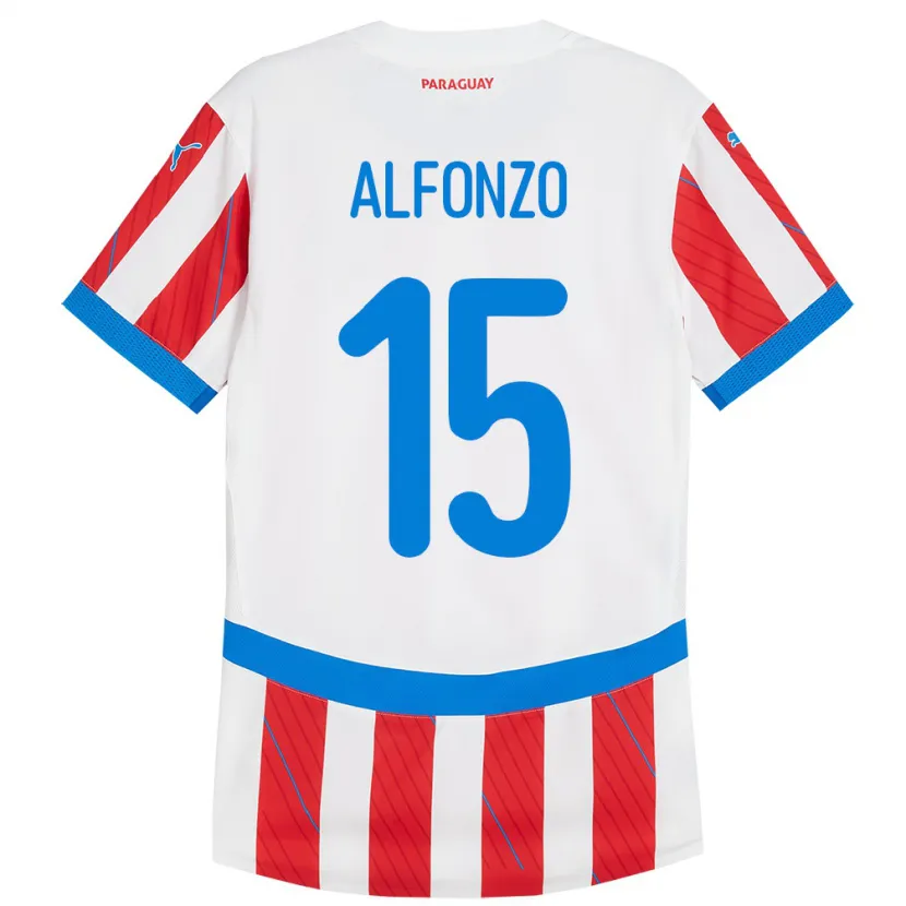 Danxen Bambino Maglia Paraguay Axel Alfonzo #15 Bianco Rosso Kit Gara Home 24-26 Maglietta