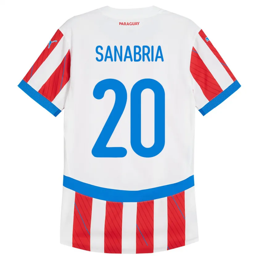 Danxen Bambino Maglia Paraguay Tobías Sanabria #20 Bianco Rosso Kit Gara Home 24-26 Maglietta