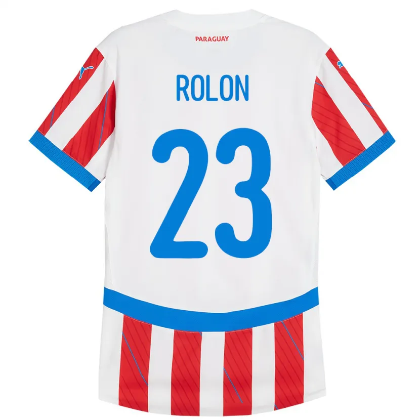 Danxen Bambino Maglia Paraguay Luis Rolón #23 Bianco Rosso Kit Gara Home 24-26 Maglietta