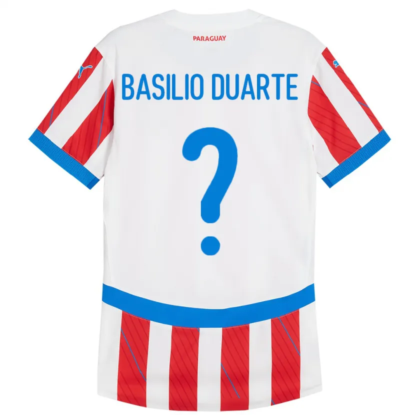 Danxen Bambino Maglia Paraguay Basilio Duarte #0 Bianco Rosso Kit Gara Home 24-26 Maglietta