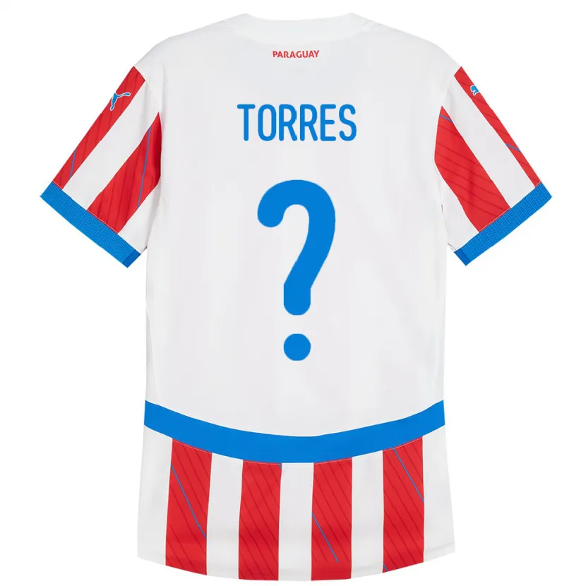 Danxen Bambino Maglia Paraguay Diego Torres #0 Bianco Rosso Kit Gara Home 24-26 Maglietta