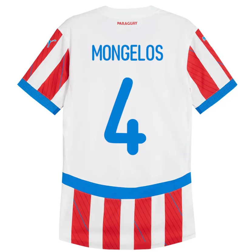 Danxen Bambino Maglia Paraguay Rolando Mongelós #4 Bianco Rosso Kit Gara Home 24-26 Maglietta