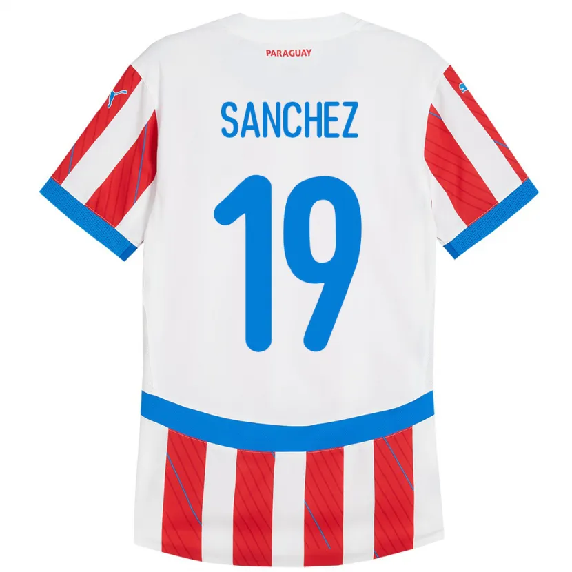 Danxen Bambino Maglia Paraguay Juan Sánchez #19 Bianco Rosso Kit Gara Home 24-26 Maglietta