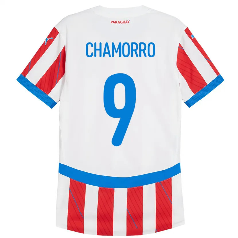 Danxen Bambino Maglia Paraguay Lice Chamorro #9 Bianco Rosso Kit Gara Home 24-26 Maglietta