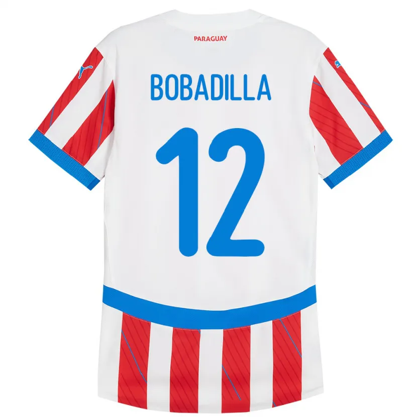 Danxen Bambino Maglia Paraguay Alicia Bobadilla #12 Bianco Rosso Kit Gara Home 24-26 Maglietta