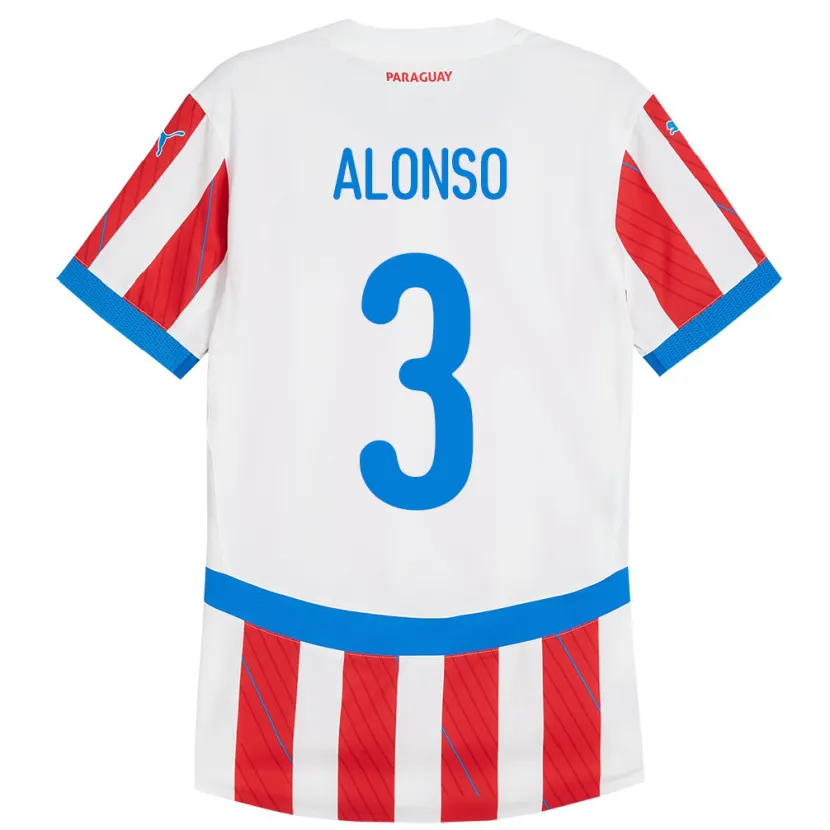 Danxen Bambino Maglia Paraguay Lorena Alonso #3 Bianco Rosso Kit Gara Home 24-26 Maglietta
