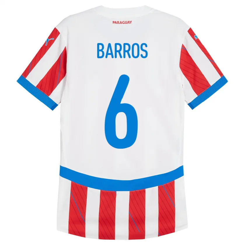 Danxen Bambino Maglia Paraguay Natalia Barros #6 Bianco Rosso Kit Gara Home 24-26 Maglietta