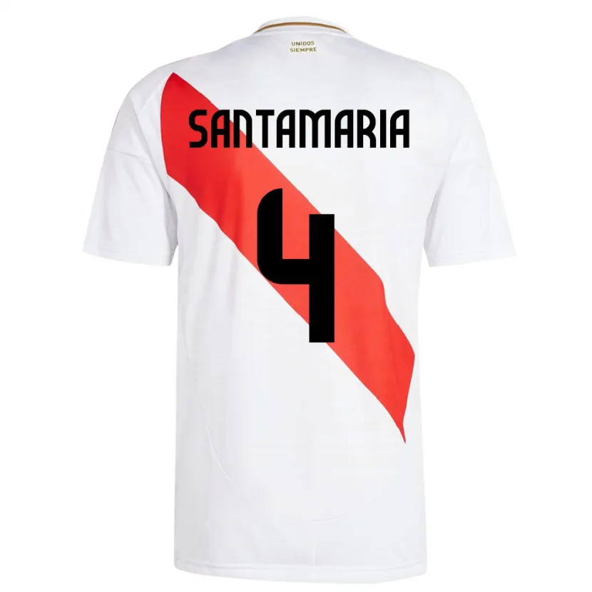 Danxen Bambino Maglia Perù Anderson Santamaría #4 Bianco Kit Gara Home 24-26 Maglietta