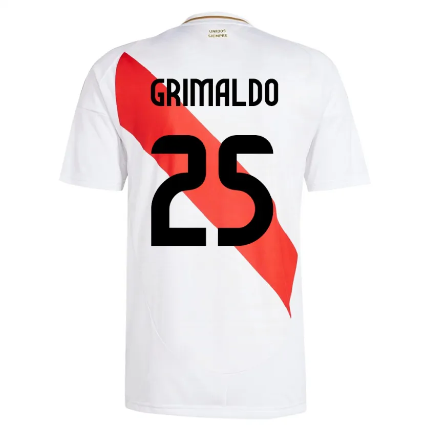 Danxen Bambino Maglia Perù Joao Grimaldo #25 Bianco Kit Gara Home 24-26 Maglietta