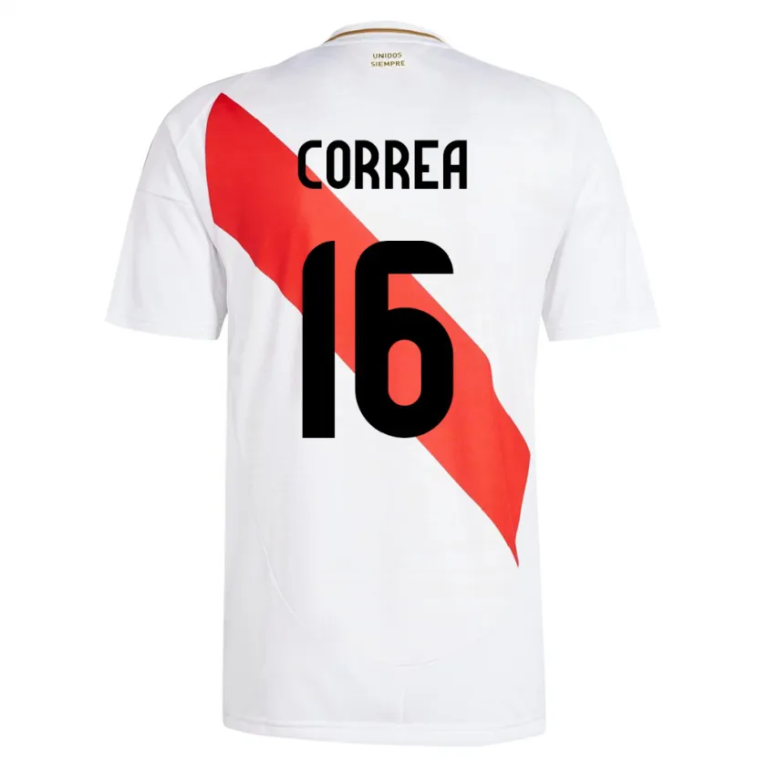 Danxen Bambino Maglia Perù Eslyn Correa #16 Bianco Kit Gara Home 24-26 Maglietta