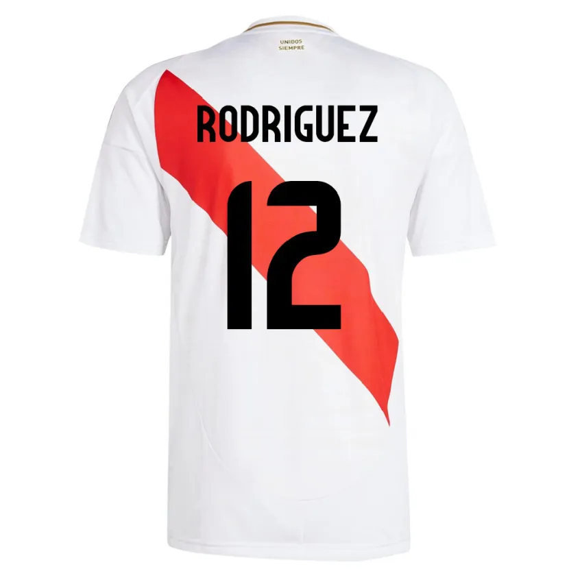 Danxen Bambino Maglia Perù Jhefferson Rodríguez #12 Bianco Kit Gara Home 24-26 Maglietta