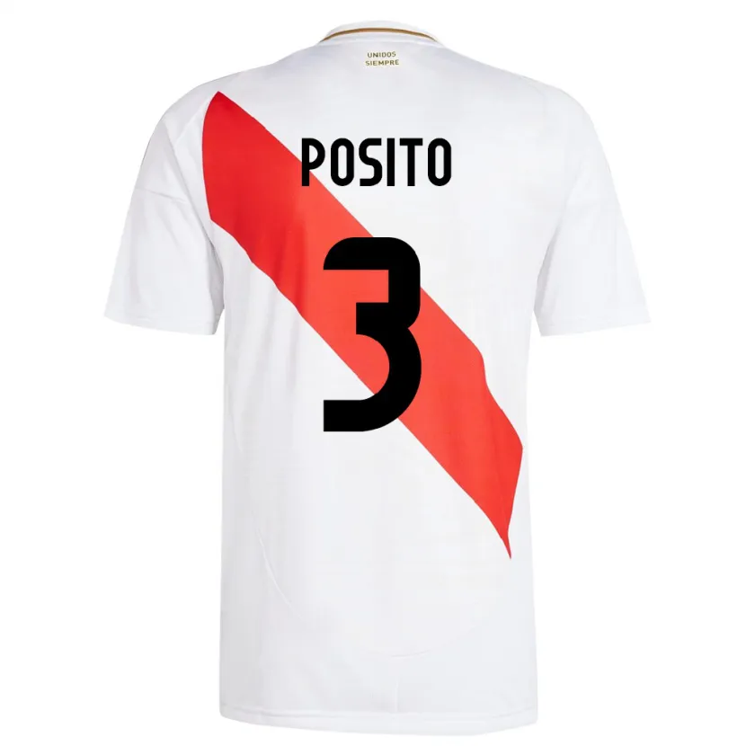 Danxen Bambino Maglia Perù Alejandro Pósito #3 Bianco Kit Gara Home 24-26 Maglietta