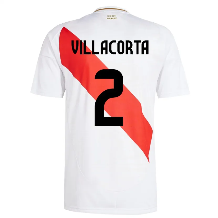 Danxen Bambino Maglia Perù Anderson Villacorta #2 Bianco Kit Gara Home 24-26 Maglietta