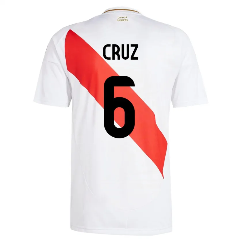 Danxen Bambino Maglia Perù Esteban Cruz #6 Bianco Kit Gara Home 24-26 Maglietta