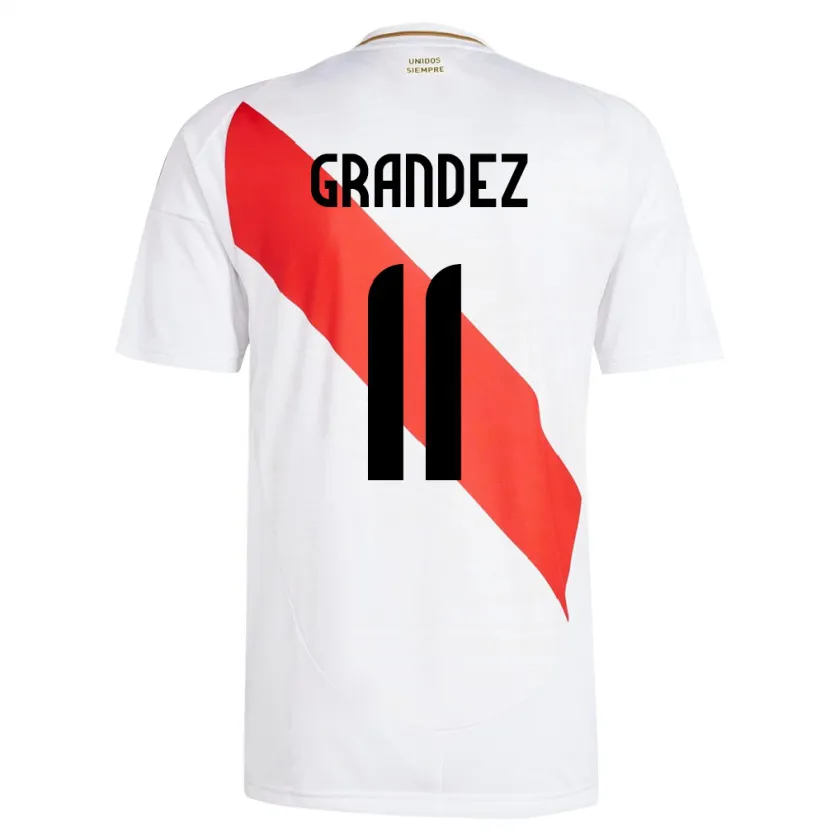 Danxen Bambino Maglia Perù Guillermo Grández #11 Bianco Kit Gara Home 24-26 Maglietta