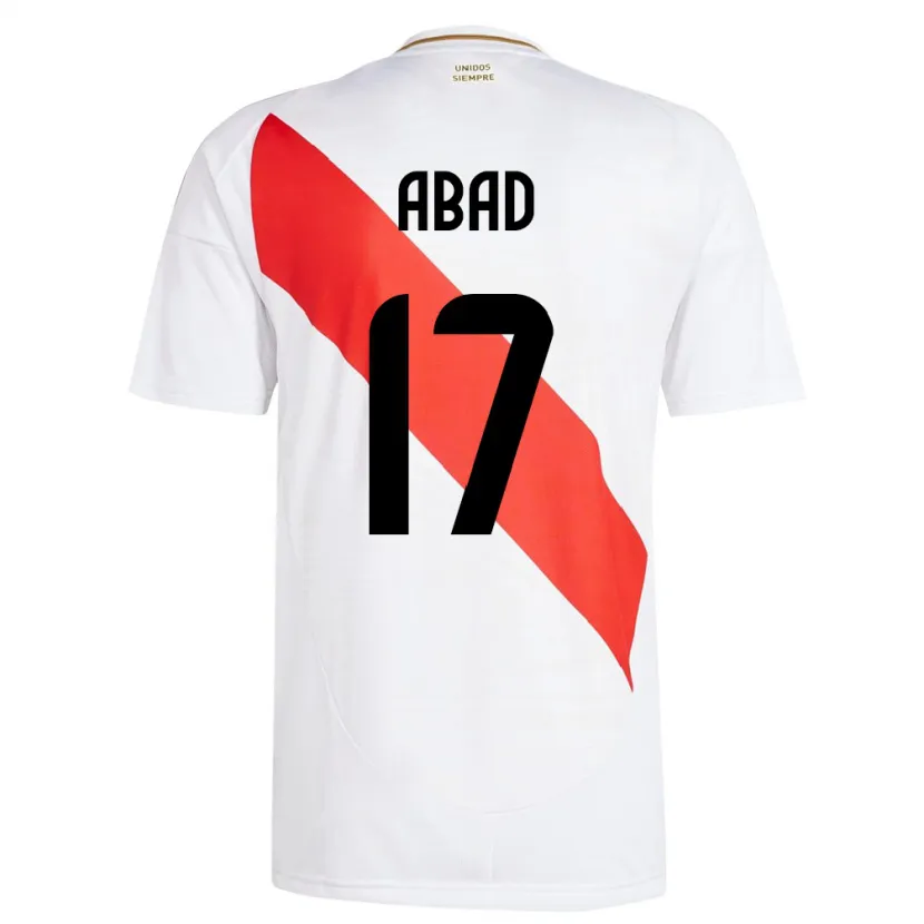Danxen Bambino Maglia Perù Kelvin Abad #17 Bianco Kit Gara Home 24-26 Maglietta