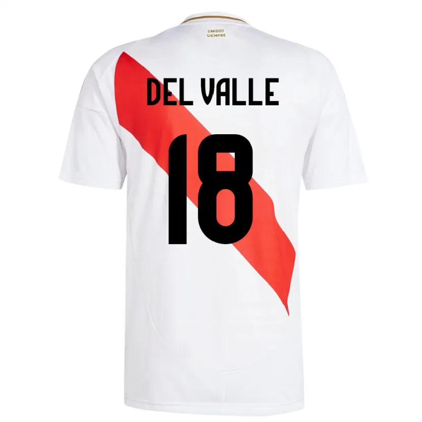 Danxen Bambino Maglia Perù Yamir Del Valle #18 Bianco Kit Gara Home 24-26 Maglietta