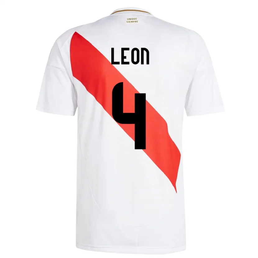 Danxen Bambino Maglia Perù Mía León #4 Bianco Kit Gara Home 24-26 Maglietta