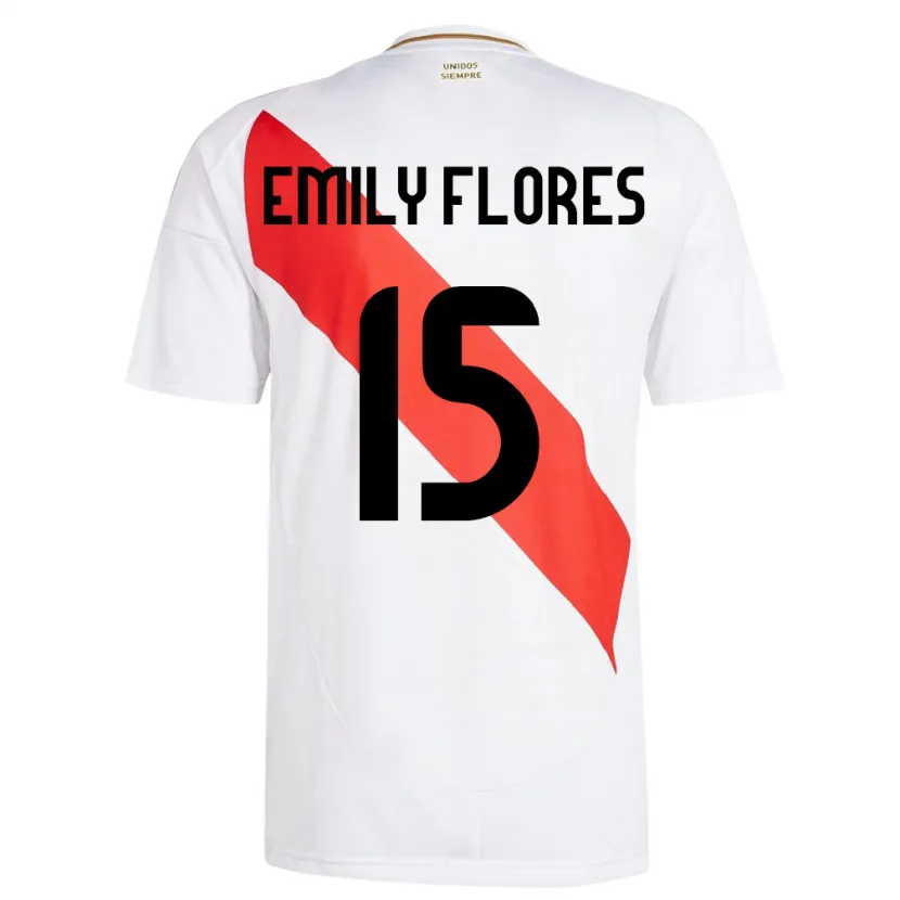 Danxen Bambino Maglia Perù Emily Flores #15 Bianco Kit Gara Home 24-26 Maglietta