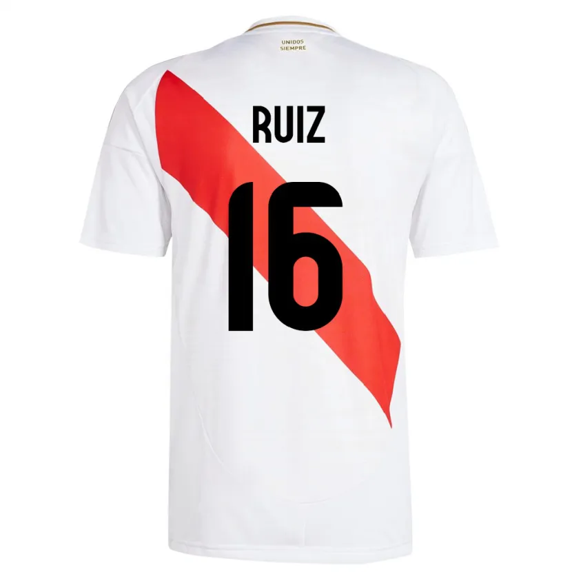 Danxen Bambino Maglia Perù Birka Ruiz #16 Bianco Kit Gara Home 24-26 Maglietta