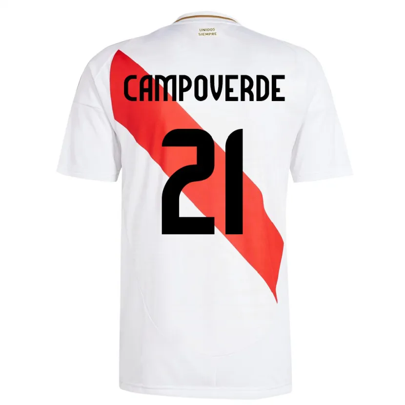 Danxen Bambino Maglia Perù Luz Campoverde #21 Bianco Kit Gara Home 24-26 Maglietta