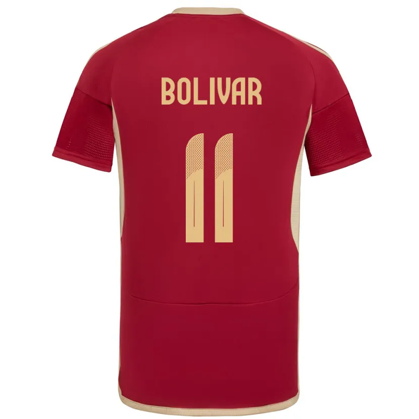 Danxen Bambino Maglia Venezuela Jovanny Bolívar #11 Borgogna Kit Gara Home 24-26 Maglietta