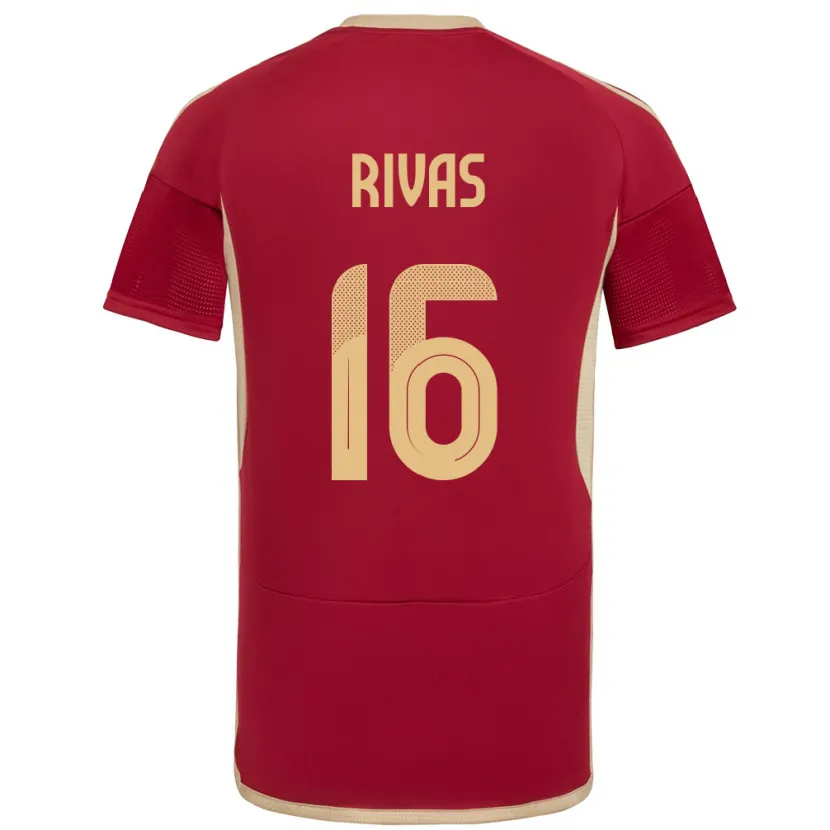 Danxen Bambino Maglia Venezuela Renne Rivas #16 Borgogna Kit Gara Home 24-26 Maglietta