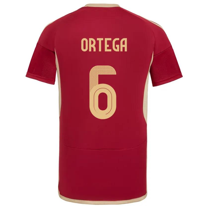 Danxen Bambino Maglia Venezuela Bryant Ortega #6 Borgogna Kit Gara Home 24-26 Maglietta