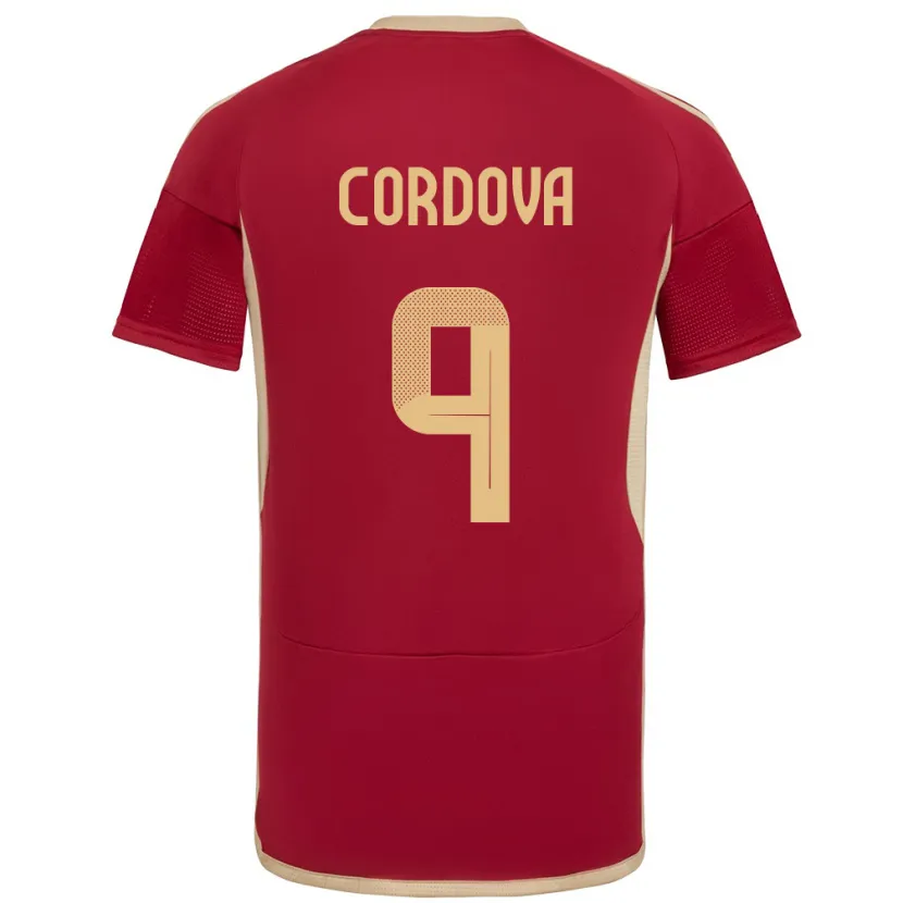 Danxen Bambino Maglia Venezuela Sergio Córdova #9 Borgogna Kit Gara Home 24-26 Maglietta