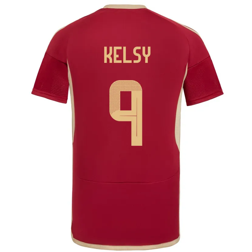 Danxen Bambino Maglia Venezuela Kevin Kelsy #9 Borgogna Kit Gara Home 24-26 Maglietta