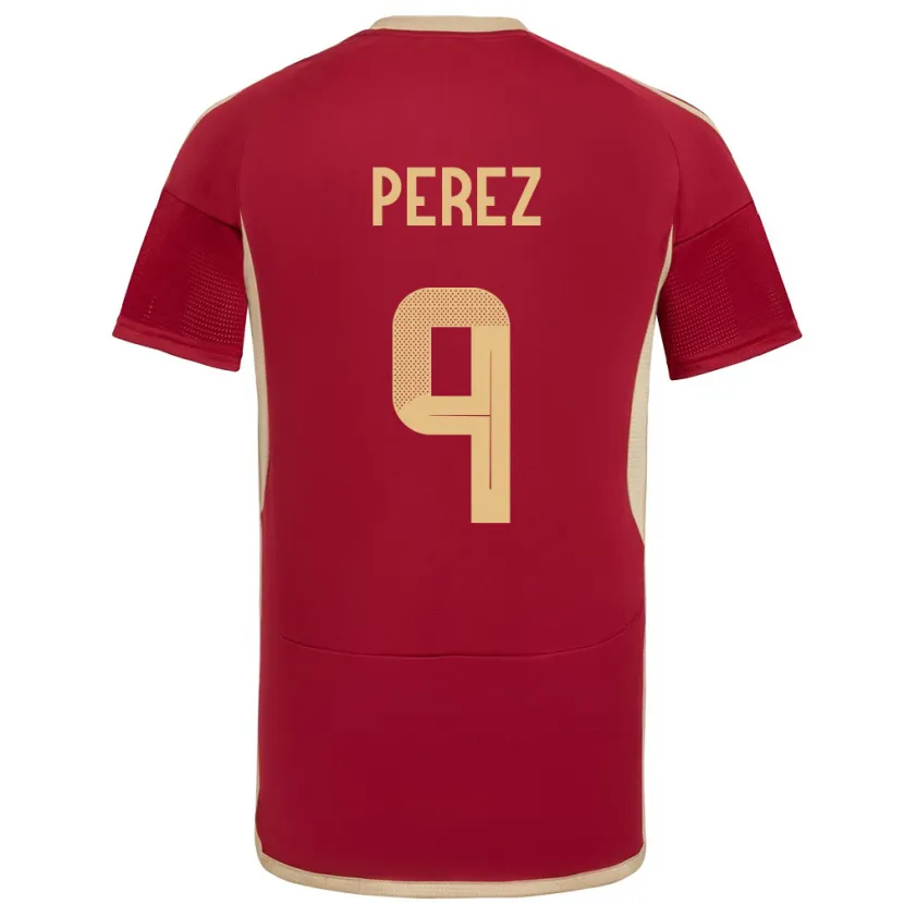 Danxen Bambino Maglia Venezuela Daniel Pérez #9 Borgogna Kit Gara Home 24-26 Maglietta