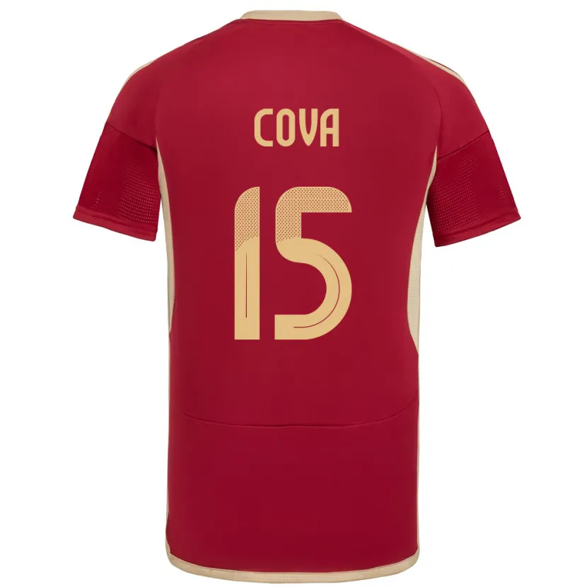 Danxen Bambino Maglia Venezuela Adrián Cova #15 Borgogna Kit Gara Home 24-26 Maglietta