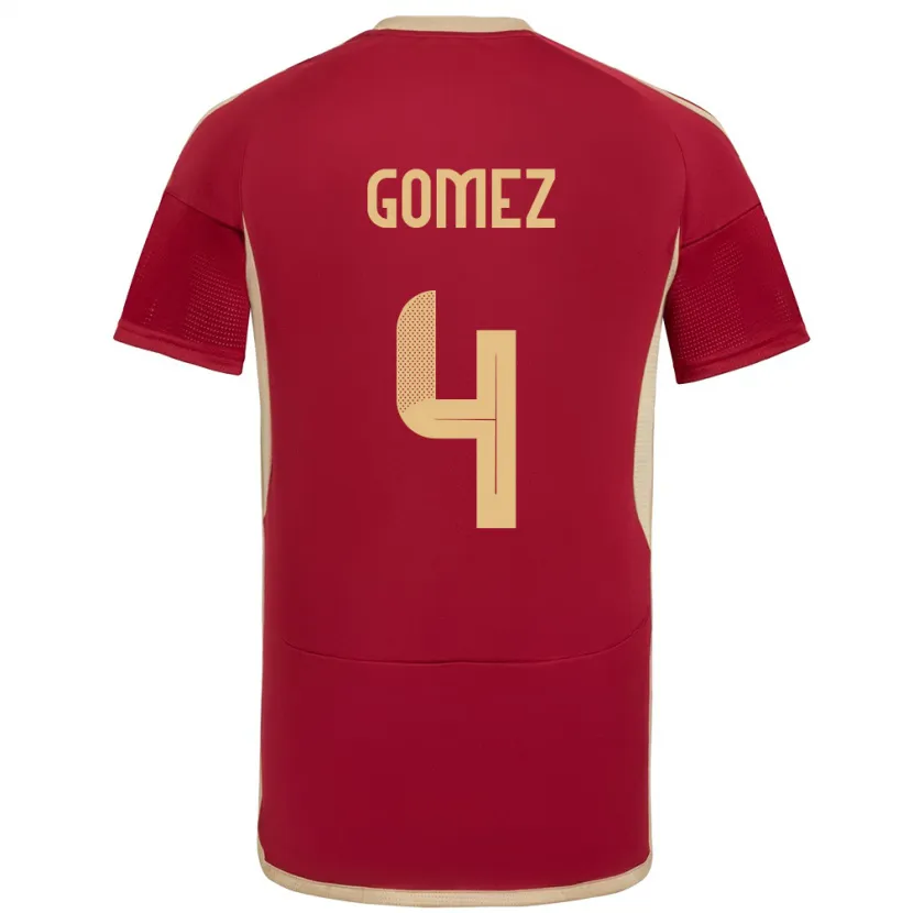 Danxen Bambino Maglia Venezuela Santiago Gómez #4 Borgogna Kit Gara Home 24-26 Maglietta