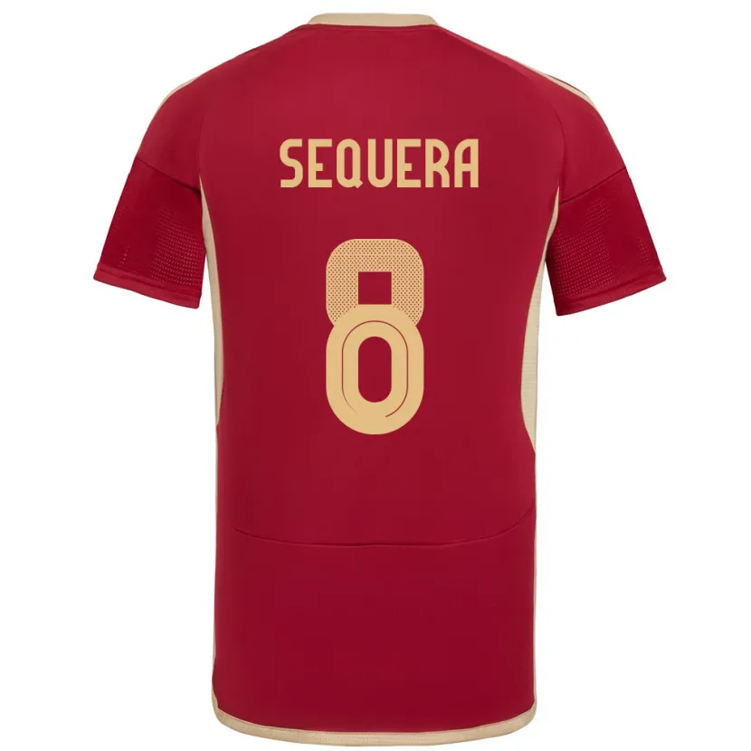 Danxen Bambino Maglia Venezuela Giovanny Sequera #8 Borgogna Kit Gara Home 24-26 Maglietta