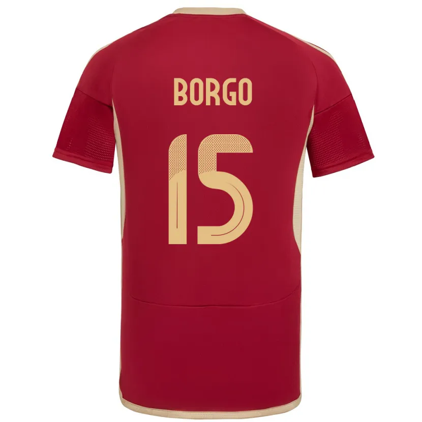Danxen Bambino Maglia Venezuela Ángel Borgo #15 Borgogna Kit Gara Home 24-26 Maglietta