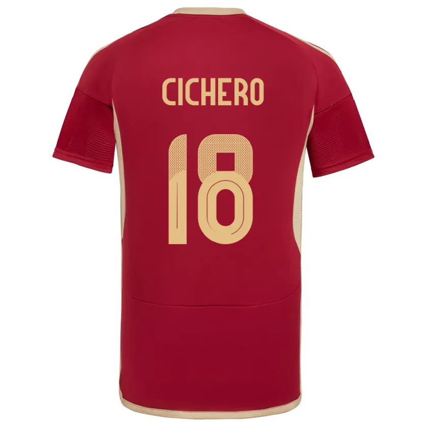 Danxen Bambino Maglia Venezuela Alejandro Cichero #18 Borgogna Kit Gara Home 24-26 Maglietta