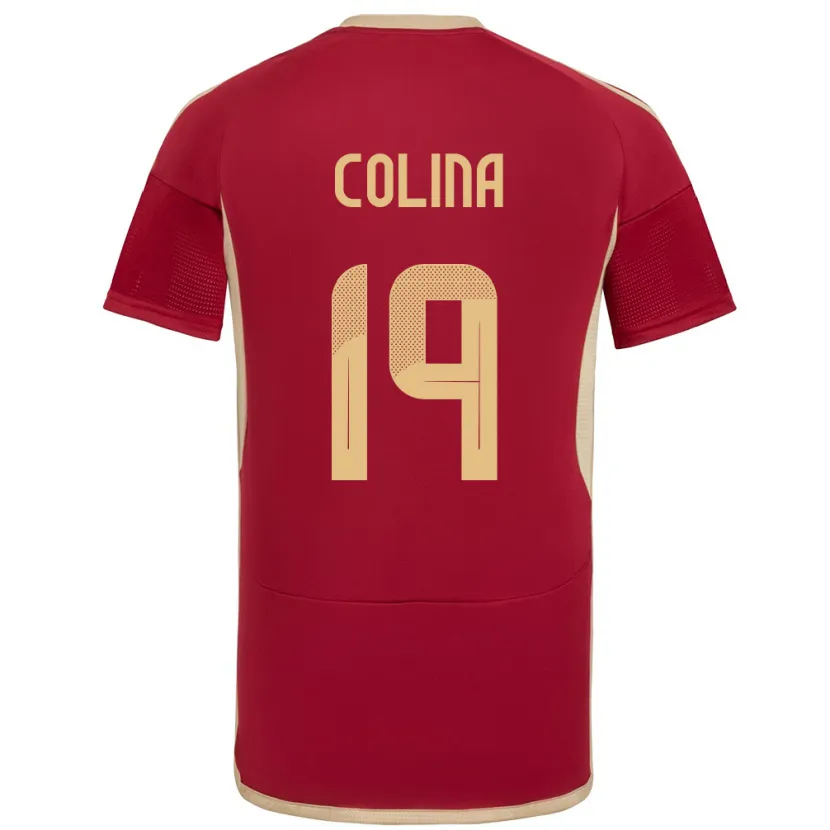 Danxen Bambino Maglia Venezuela Junior Colina #19 Borgogna Kit Gara Home 24-26 Maglietta