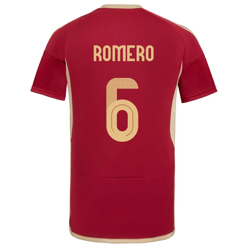 Danxen Bambino Maglia Venezuela Michelle Romero #6 Borgogna Kit Gara Home 24-26 Maglietta